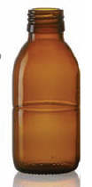 150 ml siroopfles, amber, type 3 geblazen glas